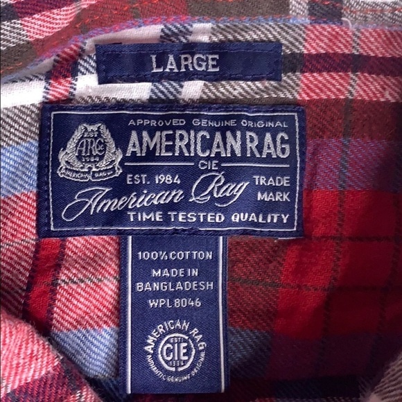 NWT American Rag Red Flannel Long Sleeve Button down shirt red new large - Picture 5 of 6